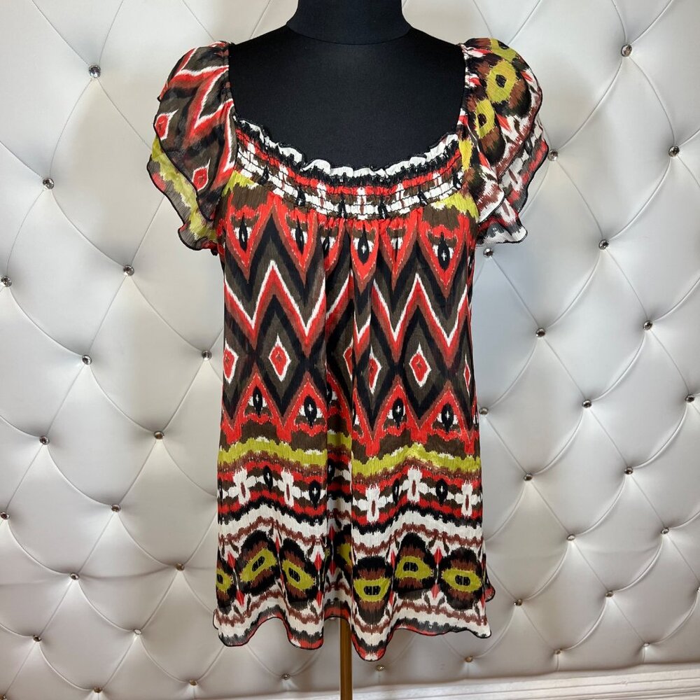 Have a Multicolor Chevron Ruffle Top Size L - Picture 1 of 8